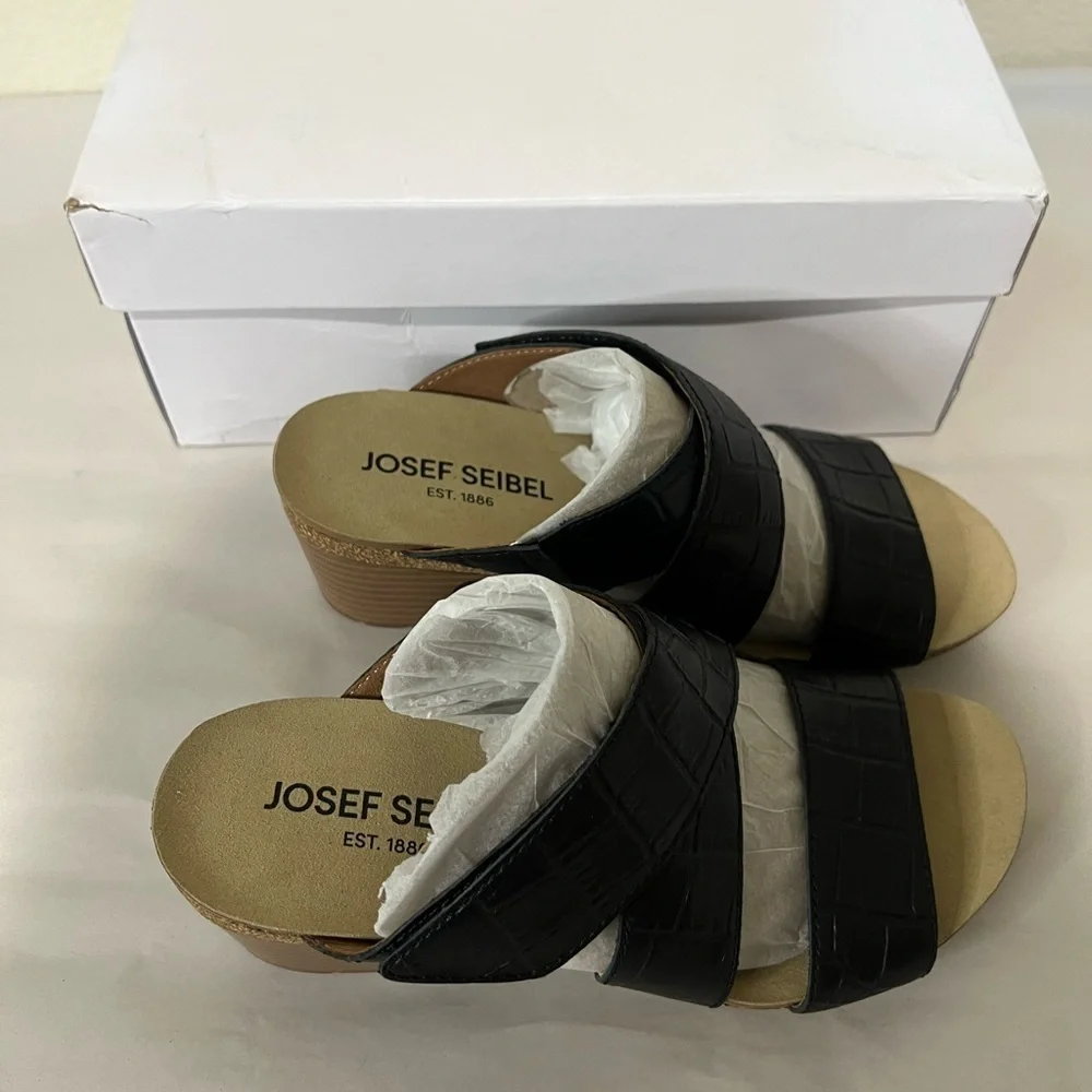 Josef Seibel black genuine leather‎ sandals EU37 US 6/6.5